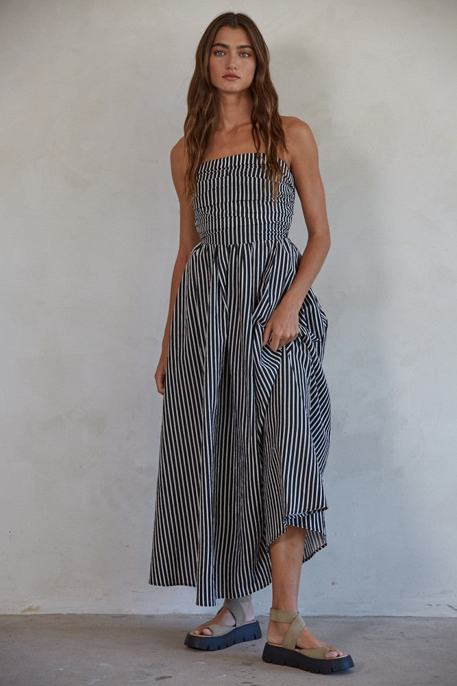 Black/White Strapless Tube Dress