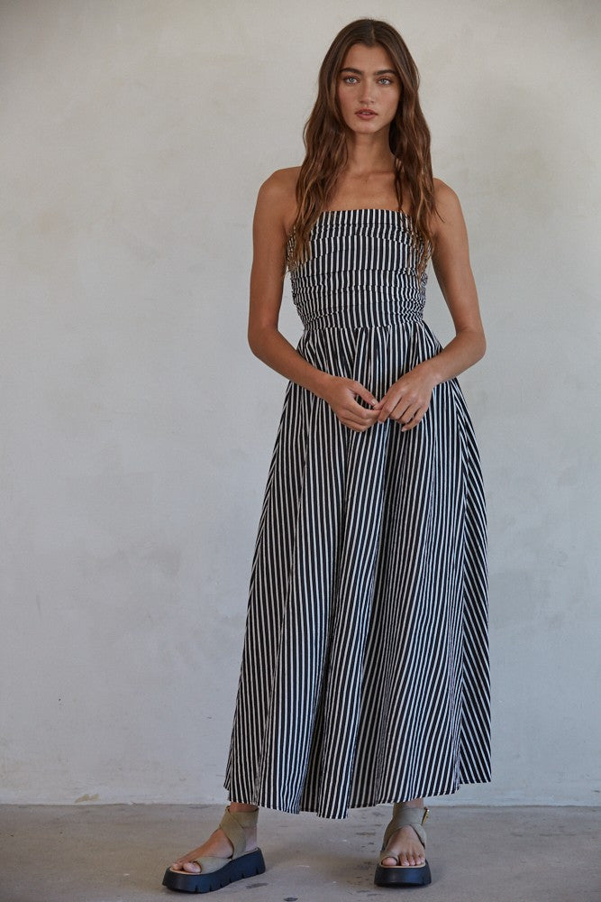 Black/White Strapless Tube Dress