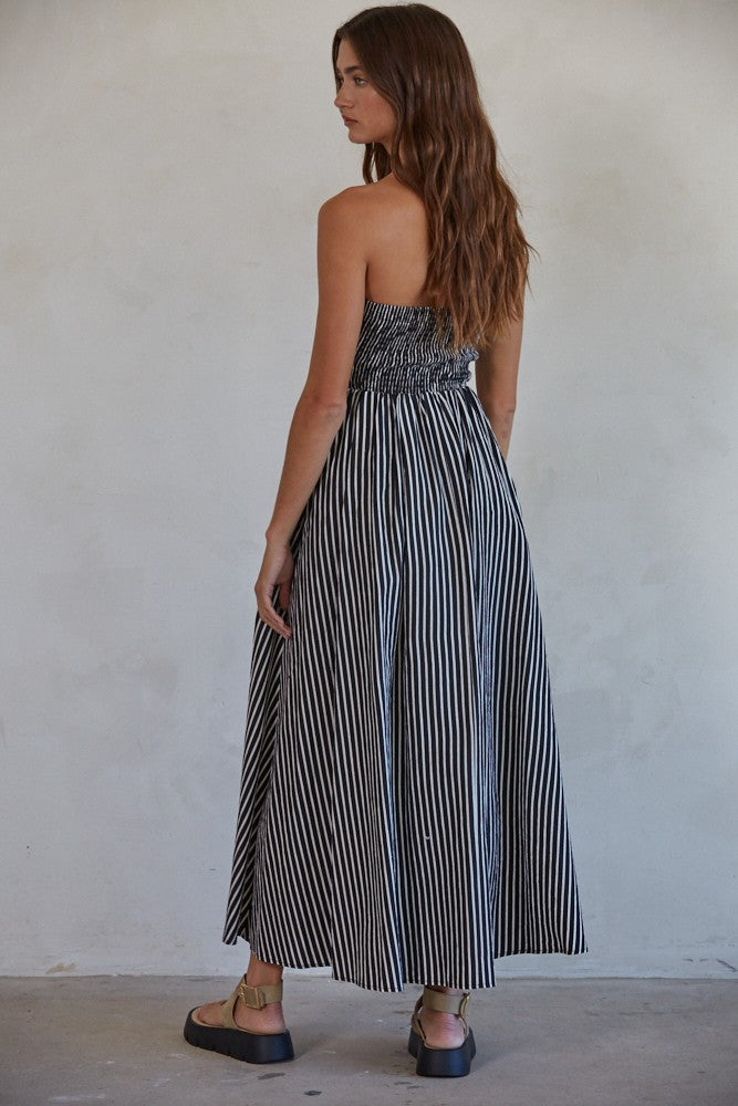 Black/White Strapless Tube Dress