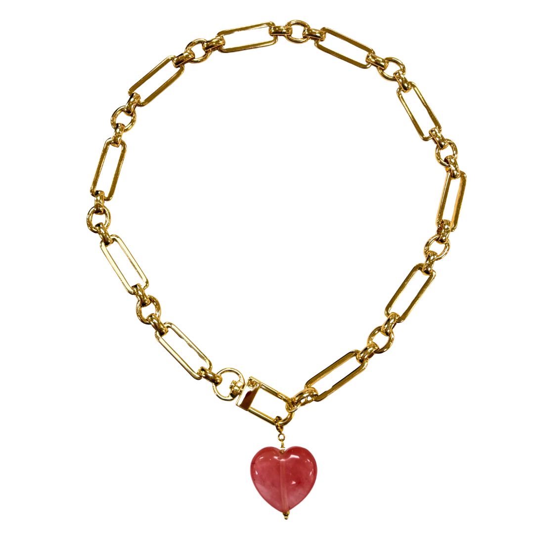 Pink Marble Heart Necklace
