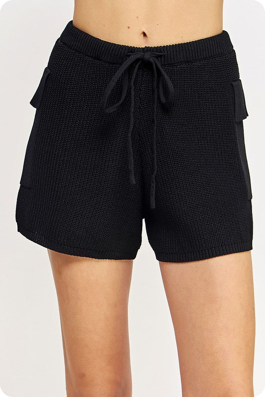 Black Knit Short Set