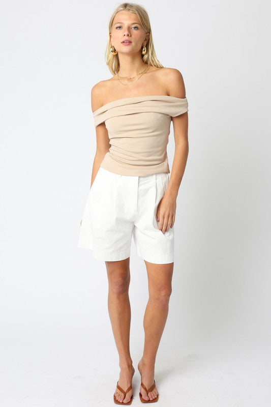 Khaki Off-Shoulder Top