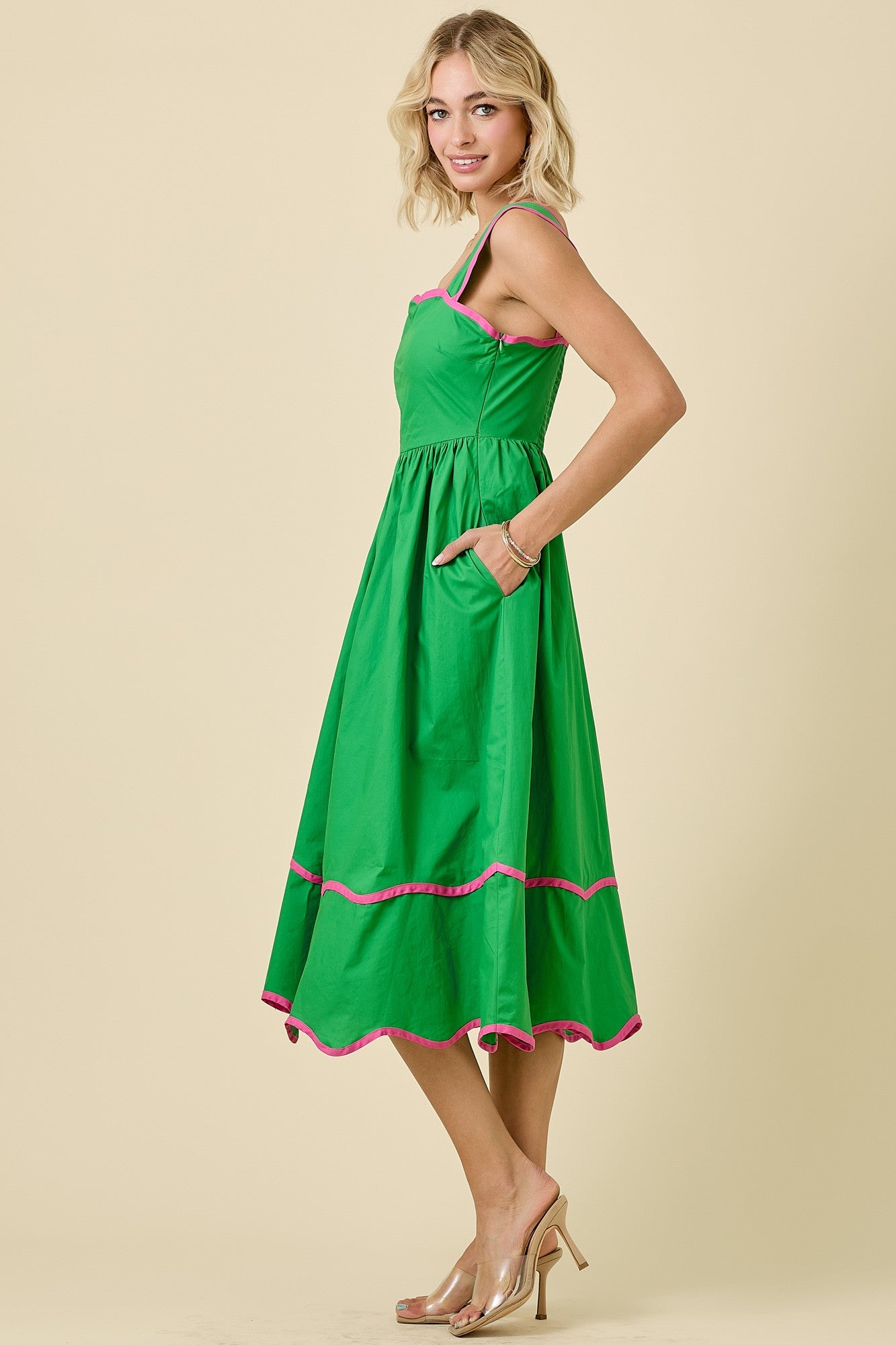 Square Neck Scalloped Dress