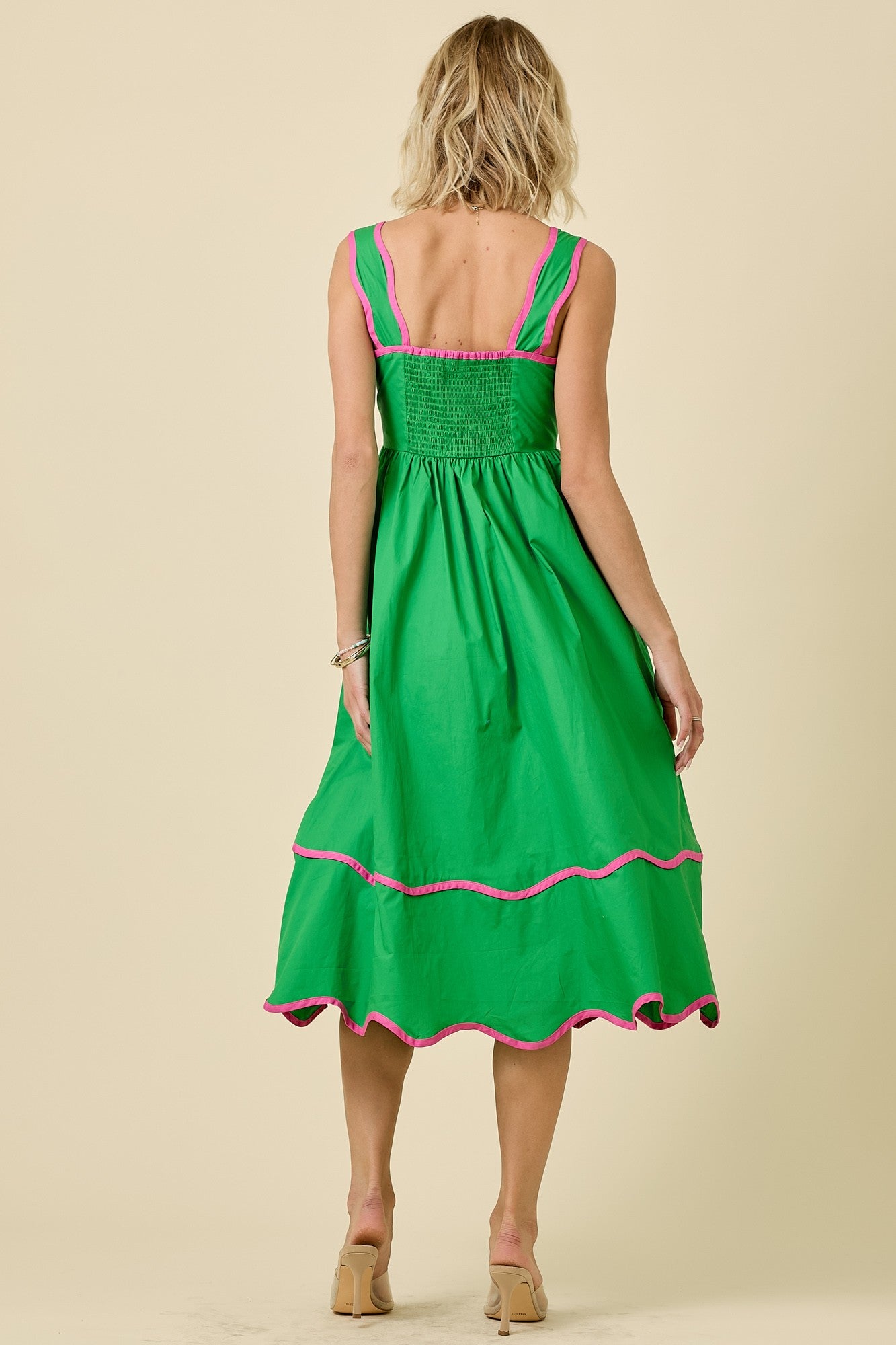 Square Neck Scalloped Dress