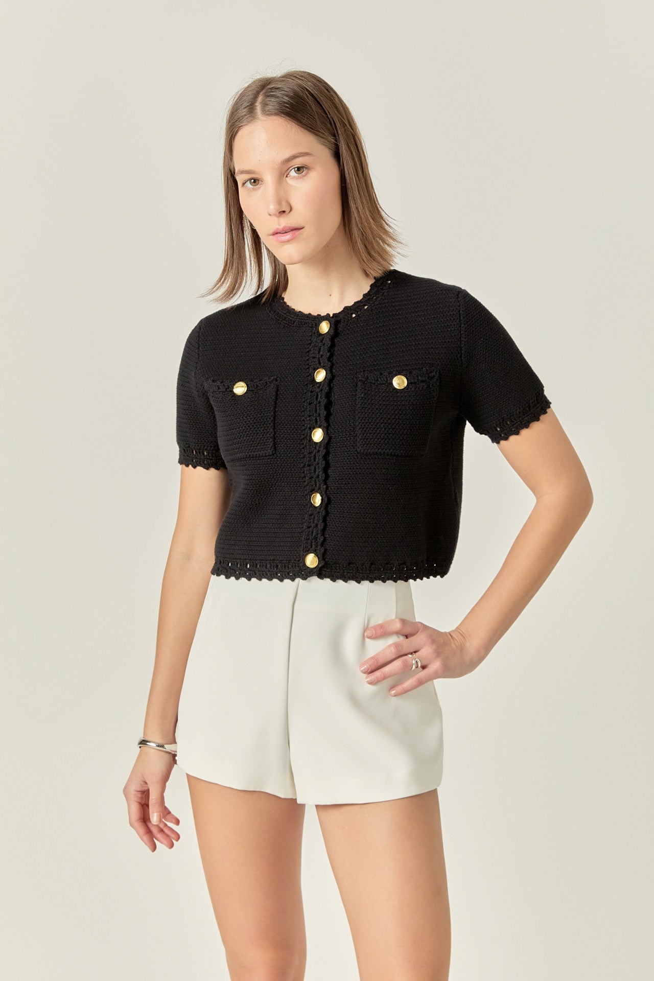 Black Gold Button Cardigan