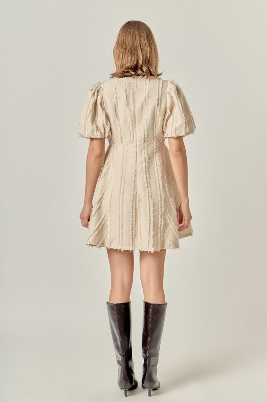 Beige Textured Mini Dress
