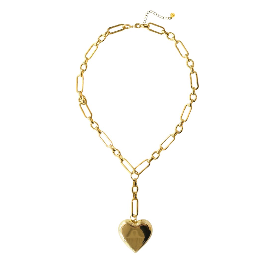Gold Heart Charm Chain Necklace