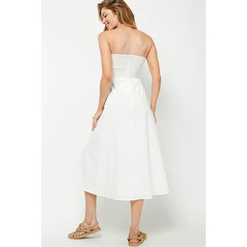 Off White Tube Cotton Maxi Dress