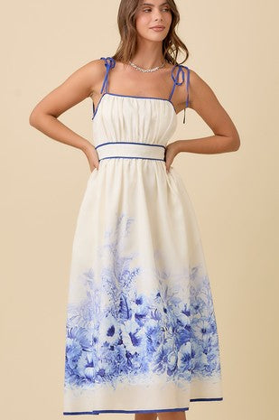 White and Blue Floral Dress