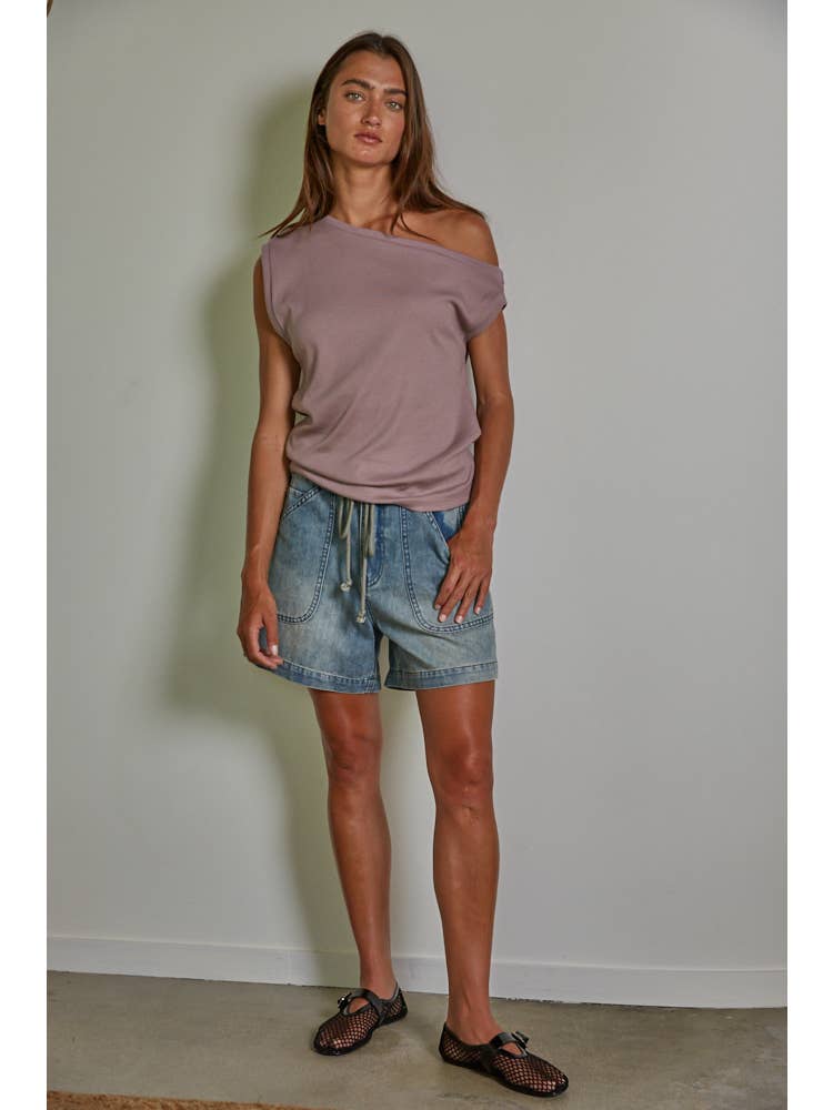Lavender One Shoulder Top