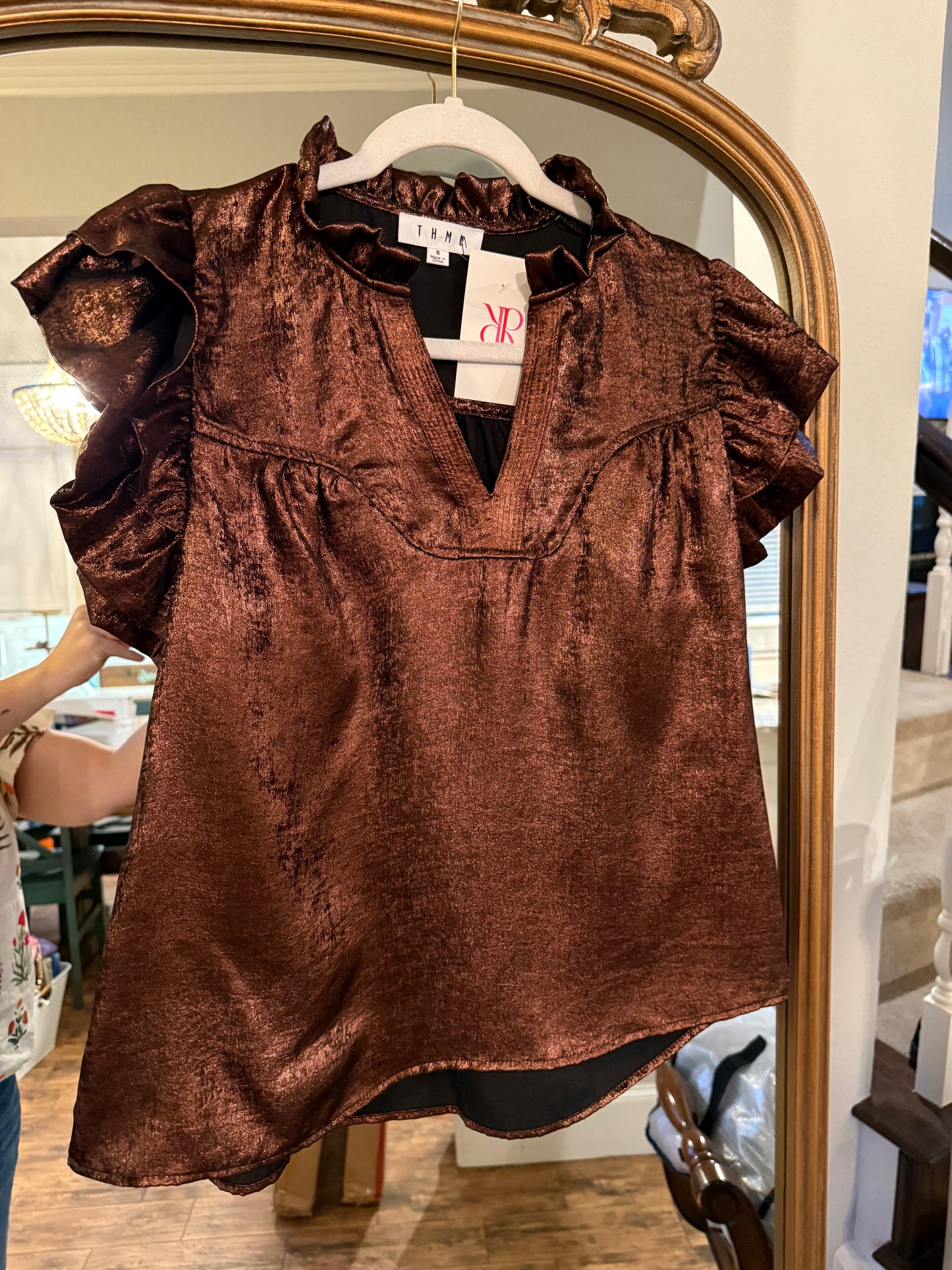 Copper Flutter Sleeve Top
