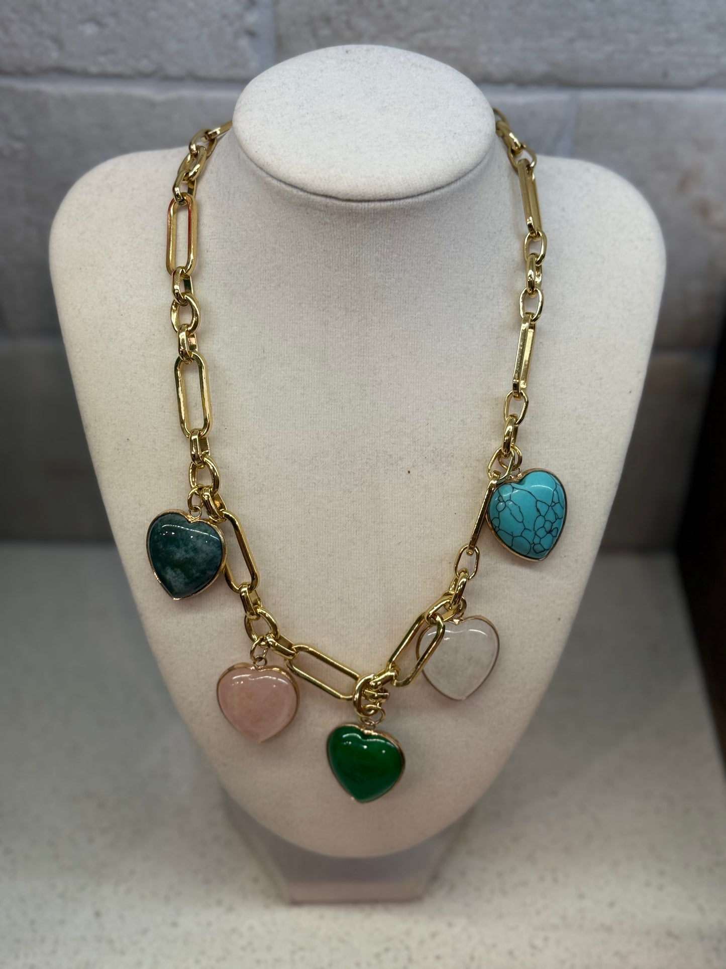 Multi Stone Heart Necklace