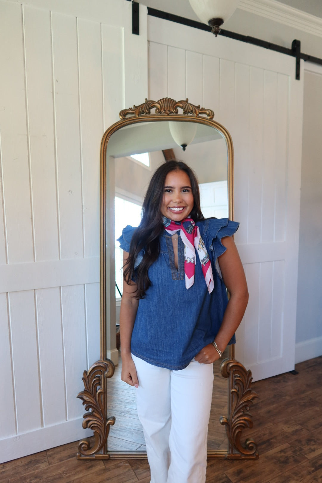 Denim Flutter Top