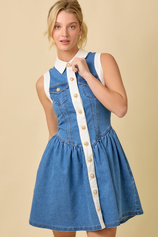 Denim and White Dress