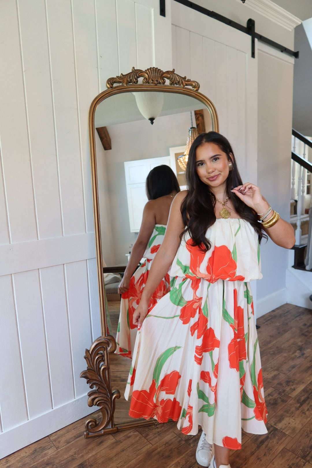 Orange Floral Skirt Set