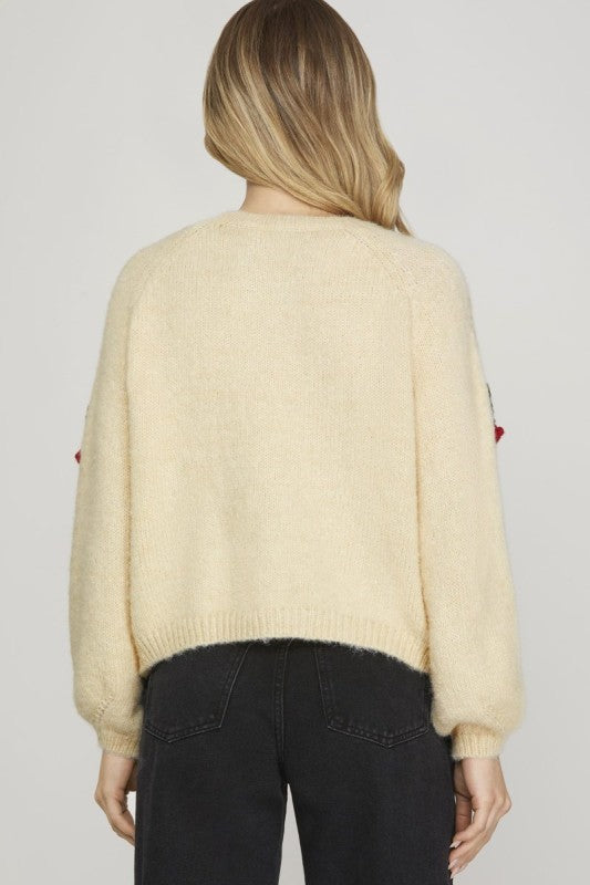 Long Sleeve Cherry Sweater Top