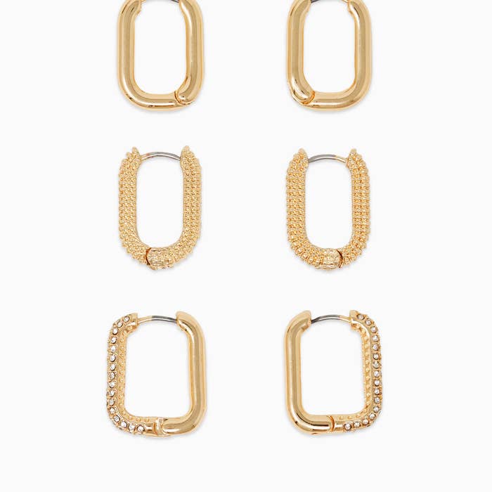 Oval U-Hoop Earring Set of 3