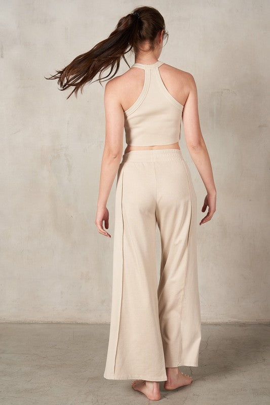 Cream Halter Pants Set