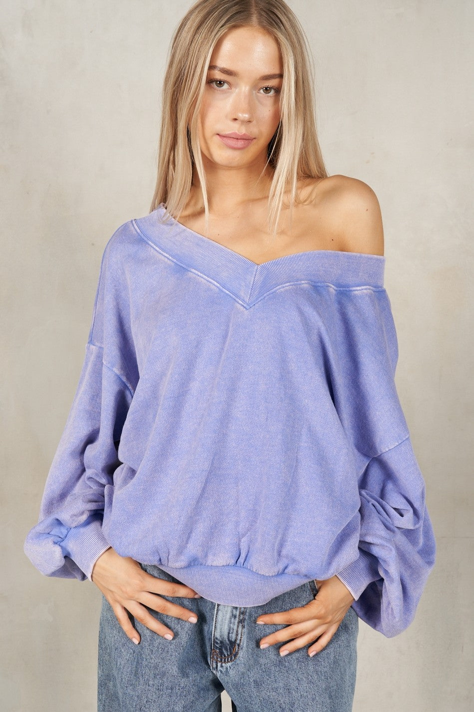 Periwinkle V-neck sweatshirt
