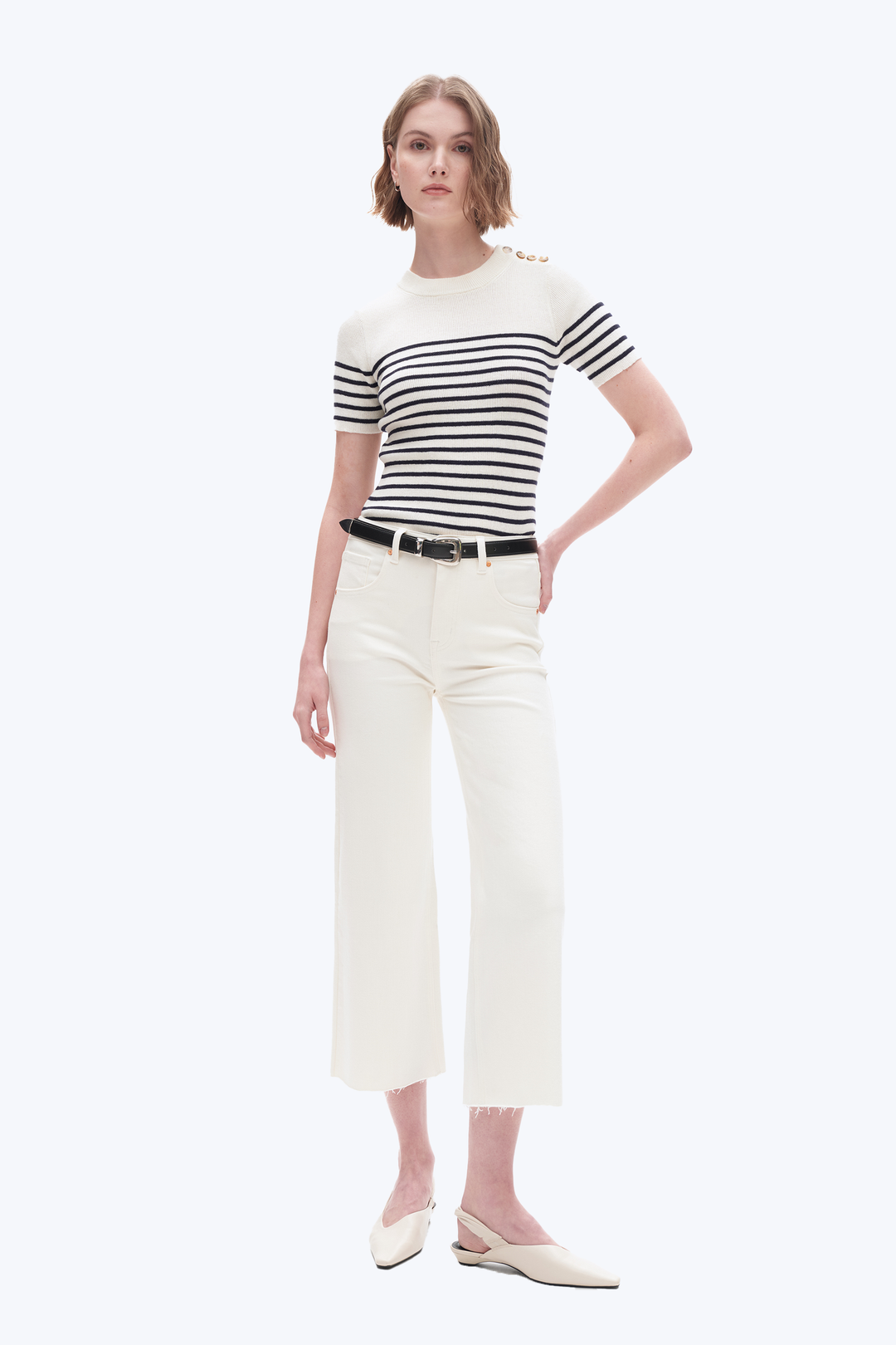 Ivory Wide Leg With Raw Hem