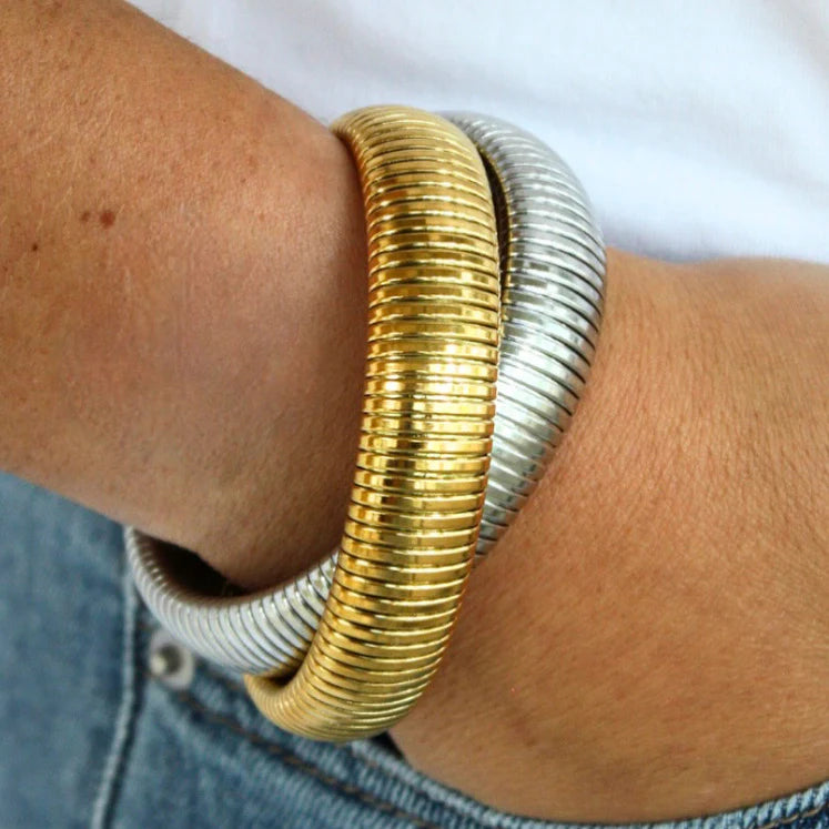 two tone twisted bracelet lg