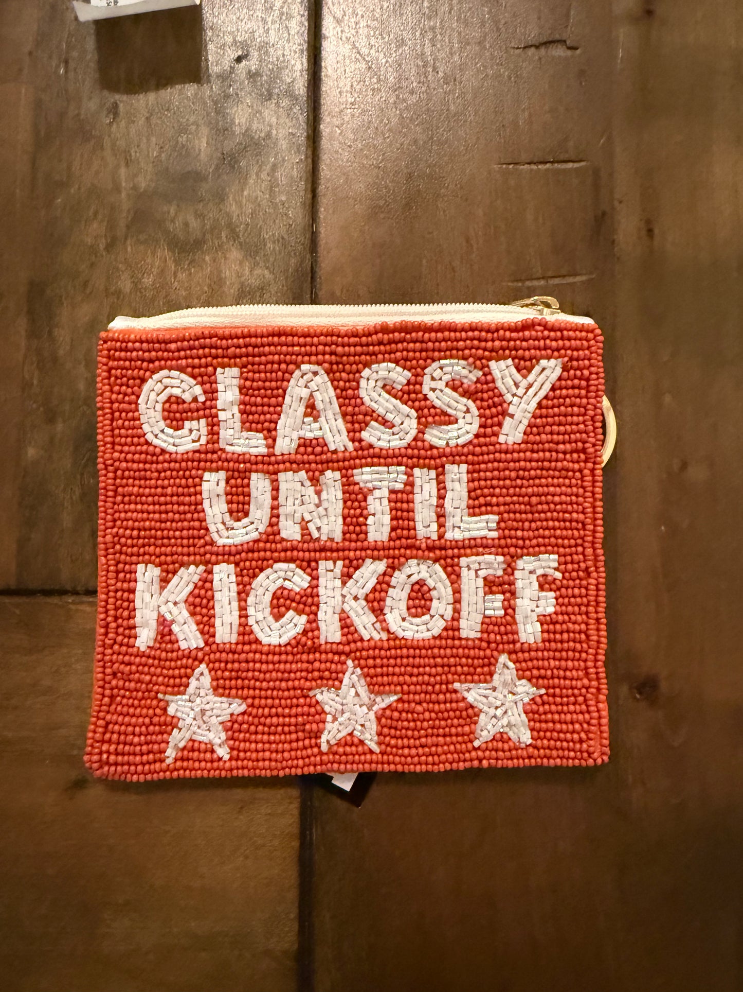 Orange/White Game Day Beaded Coin Purse