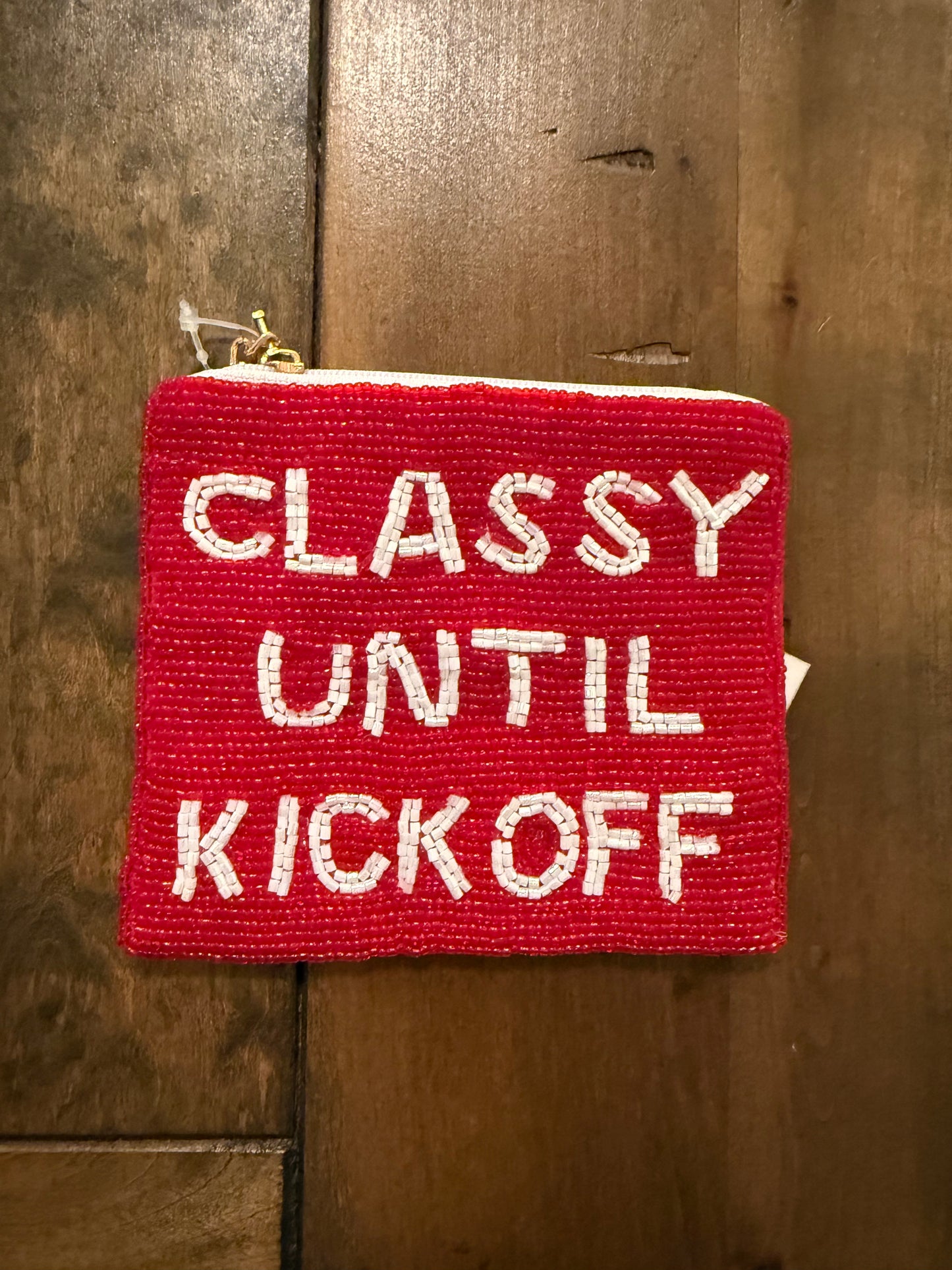 Red/white Game Day Beaded Coin Purse