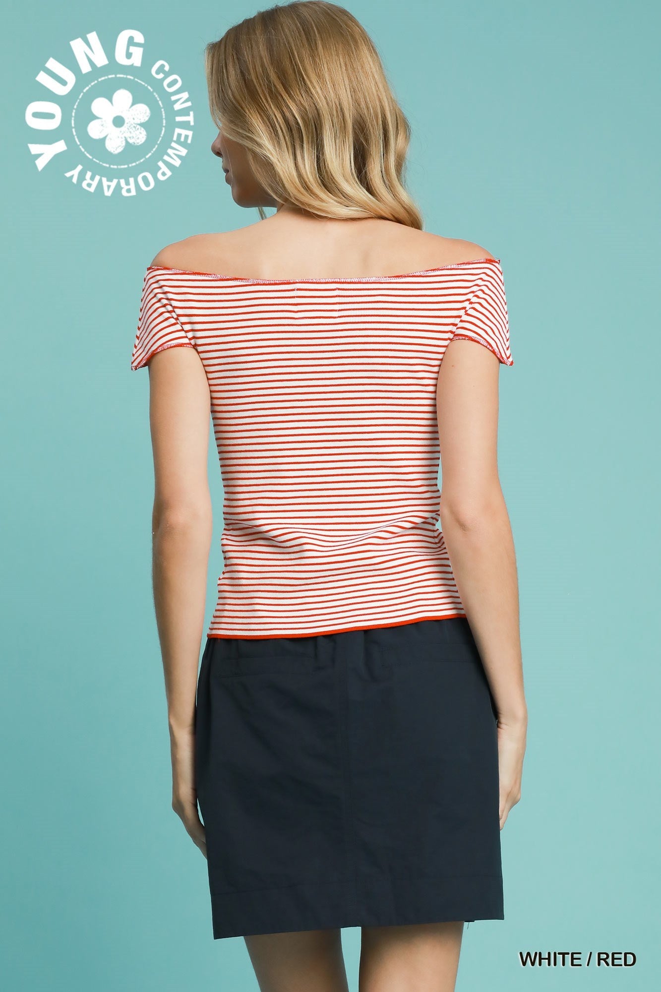 Stripe off shoulder top
