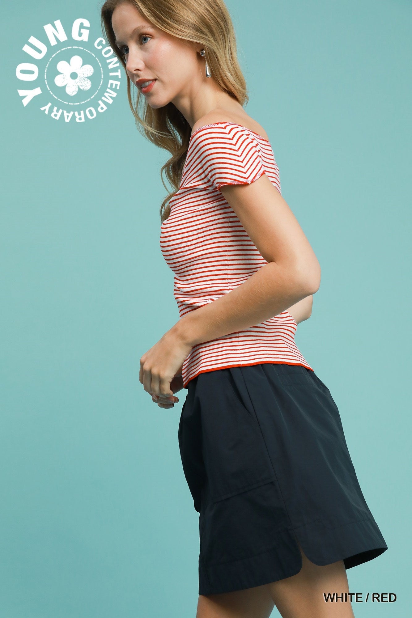 Stripe off shoulder top