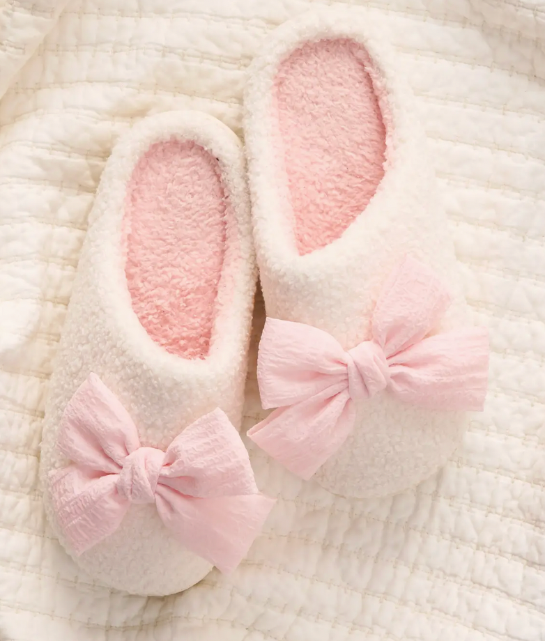 Blush Bow Slippers