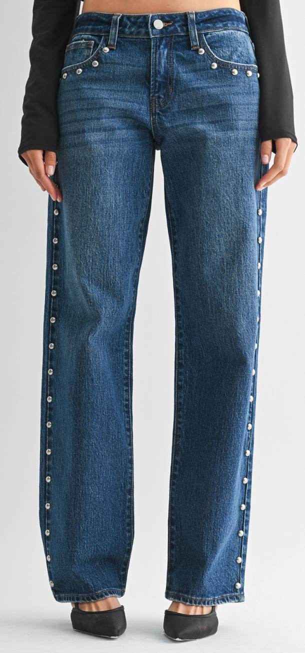 Studded Dark Denim Jeans