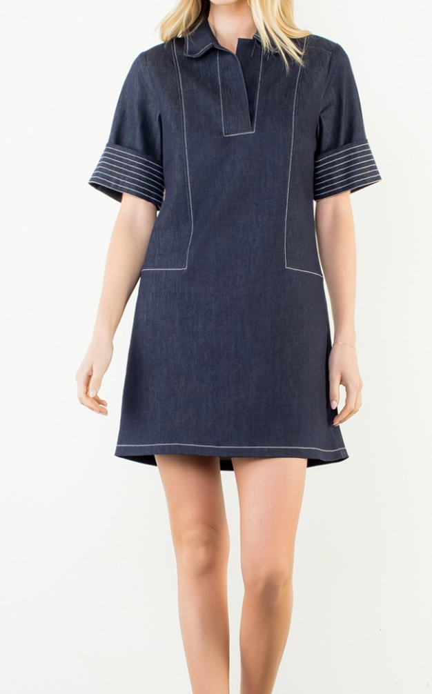 Dark Denim Collared Dress