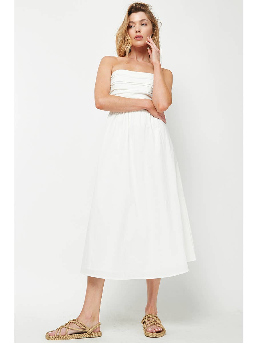 Off White Tube Cotton Maxi Dress