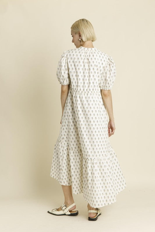 White Floral Midi Dress