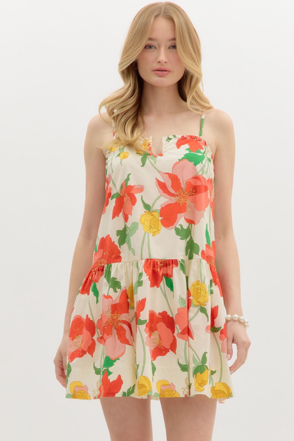 Cream Floral Dress