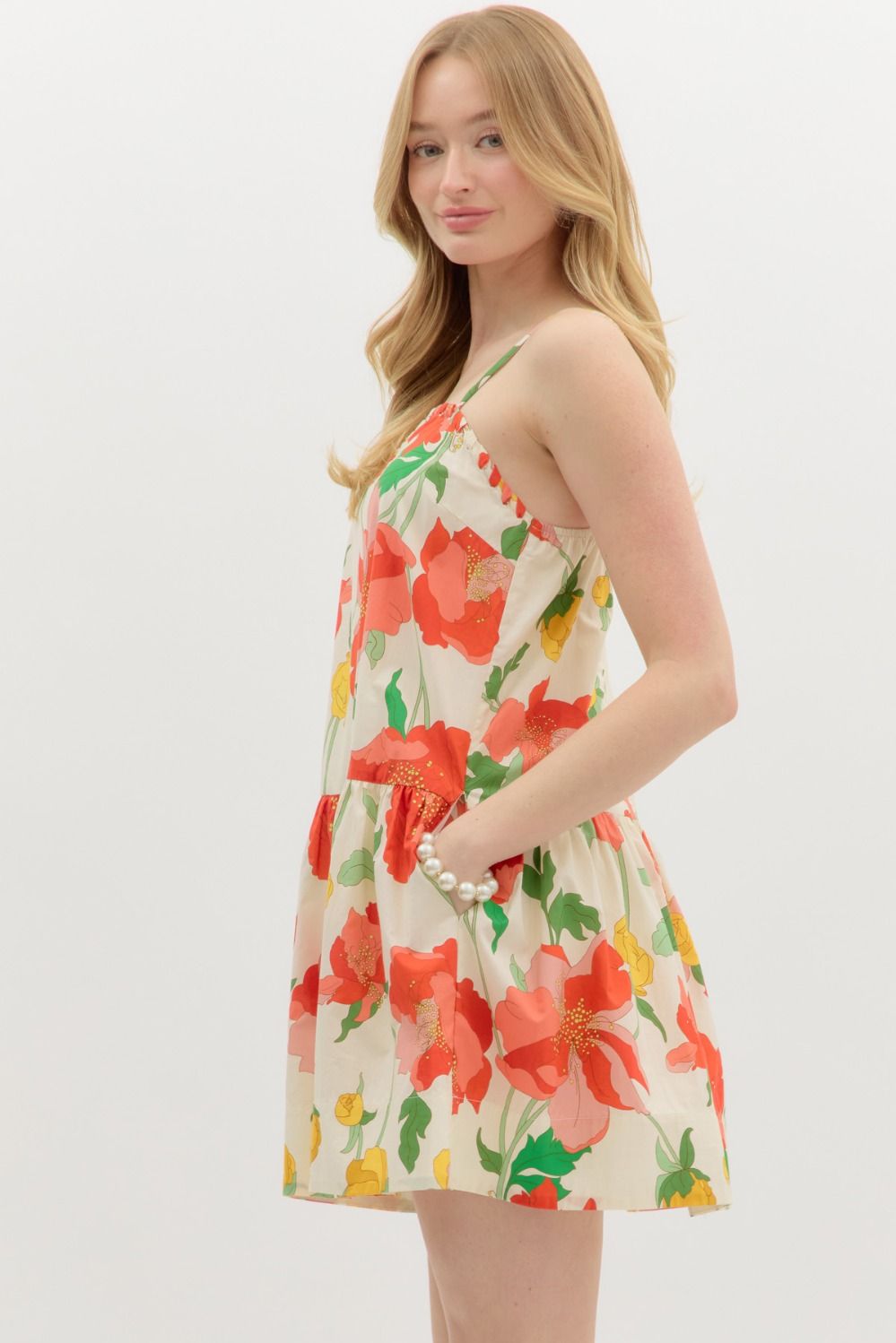 Cream Floral Dress