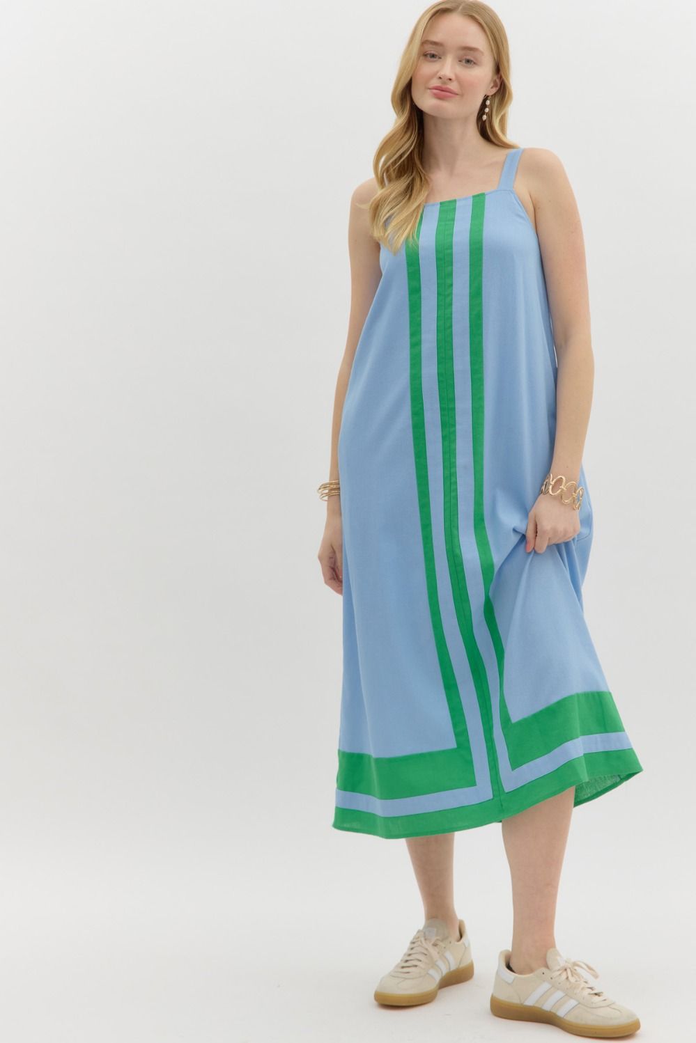 Blue and Green Stripe Dress