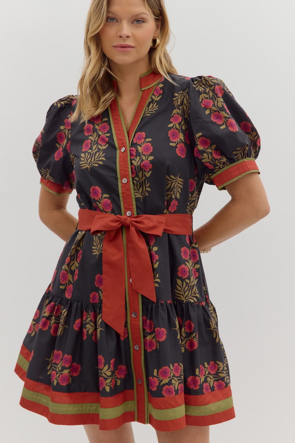 Black Floral Mini Dress