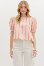 Striped Bow Tie Cuff Top