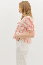 Striped Bow Tie Cuff Top