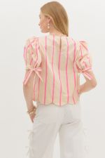 Striped Bow Tie Cuff Top