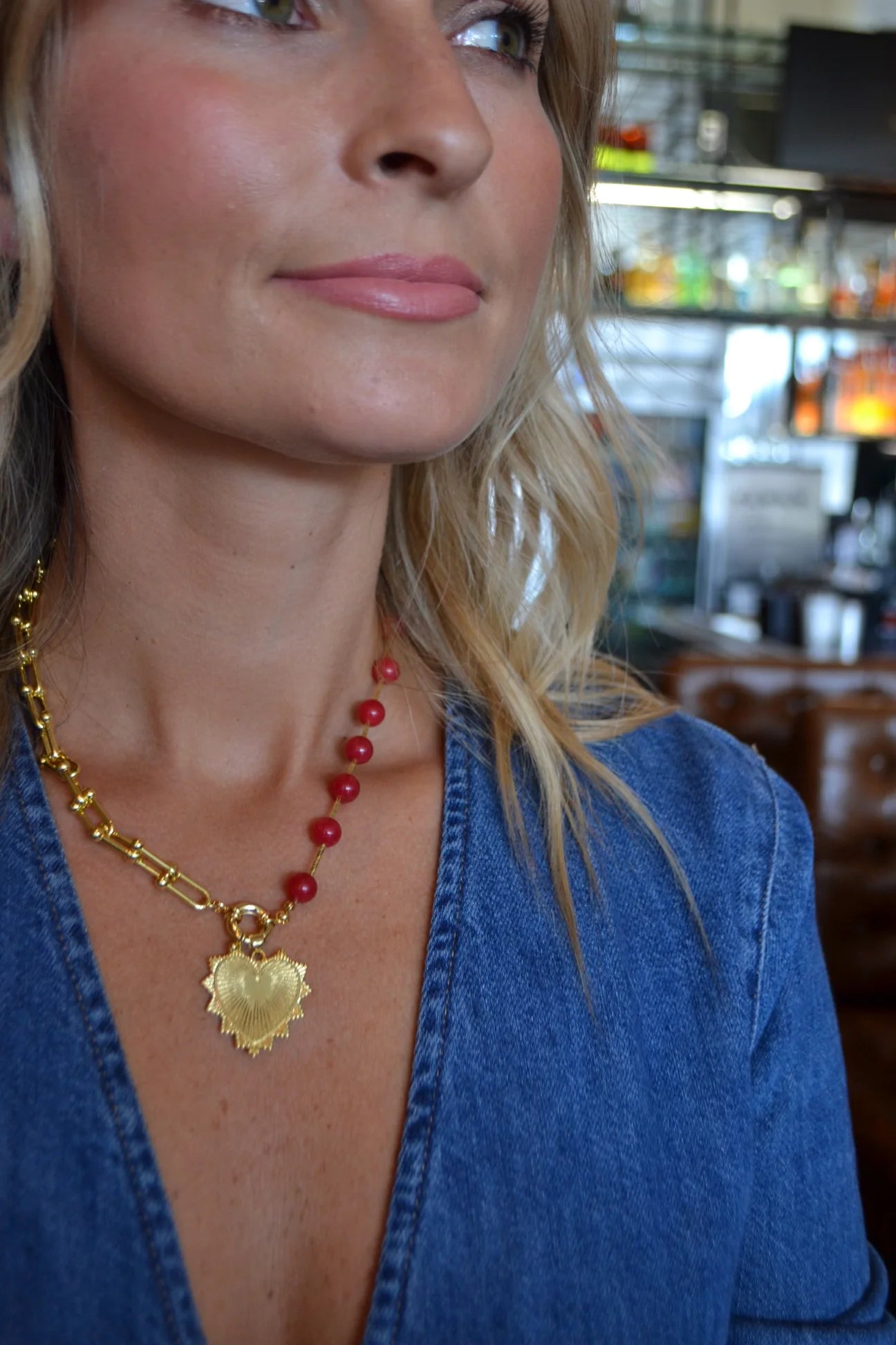 AC heart red necklace