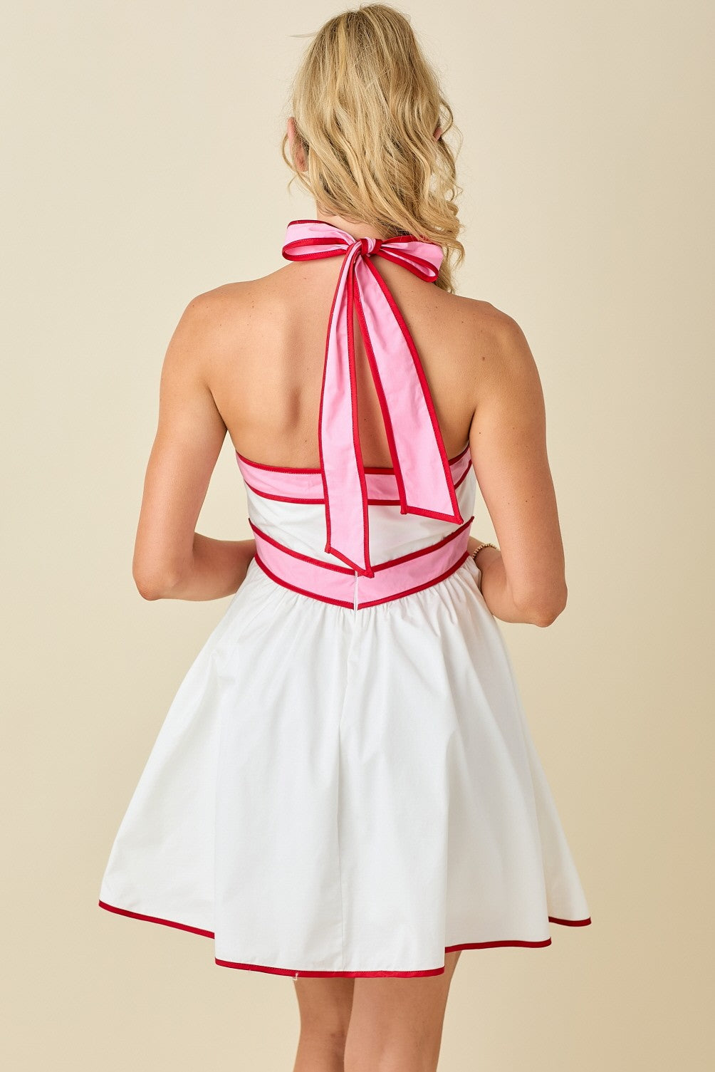 Colorblock halter dress