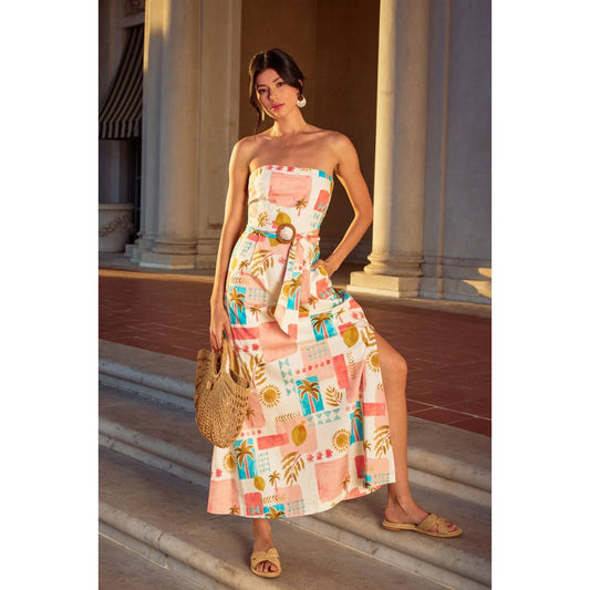Moroccan Spring Strapless Maxi Dress