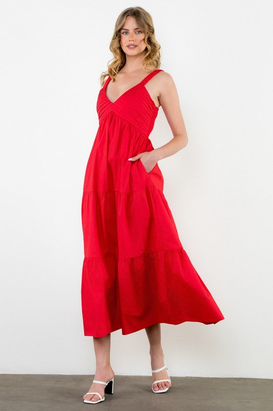 Red Tiered Maxi Dress