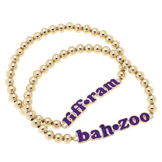 Tcu Slogan Ball Bead Bracelet