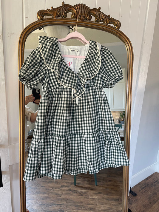 Green Gingham Mini Dress