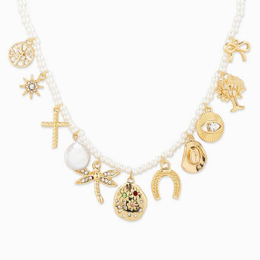 Multi Stone Symbol Charm Necklace