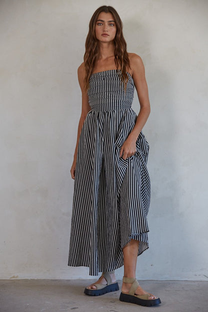 Black/White Strapless Tube Dress