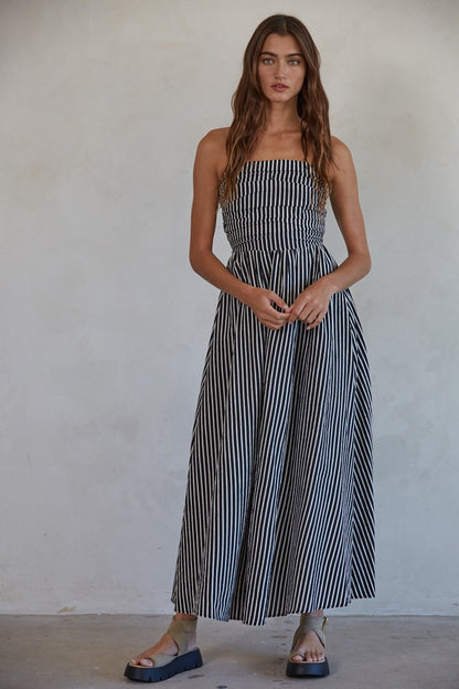 Black/White Strapless Tube Dress